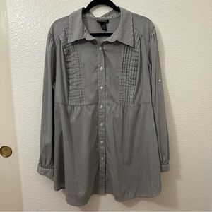 Lane Bryant Peplum Striped Button Tunic Top w/Roll Tab Sleeve - Size 18/20 (2X)